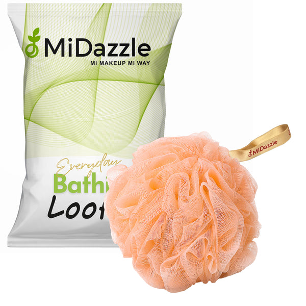 Midazzle Luxury Bathing Loofah Sponge Exfoliator Scrubber for High Lather Cleansing (35g, Pack of 1, Colors May Vary)