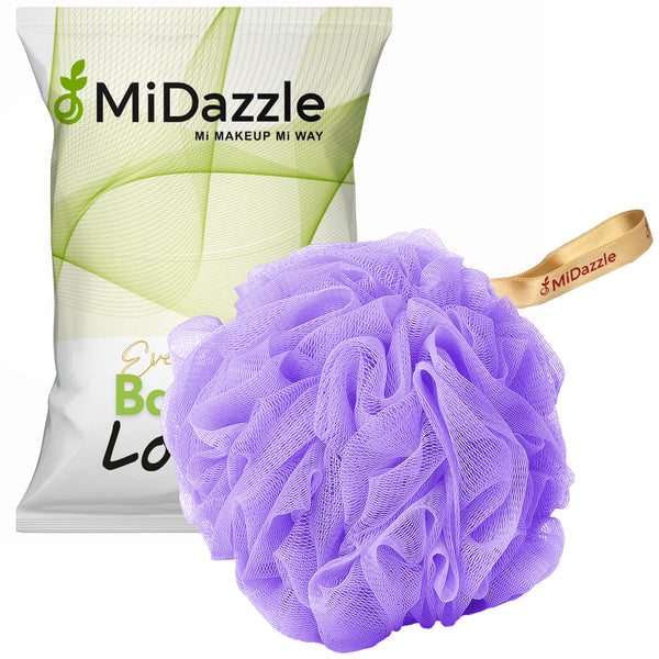 Midazzle Luxury Bathing Loofah Sponge Exfoliator Scrubber for High Lather Cleansing (Large, 55g, Pack of 1, Colors May Vary)