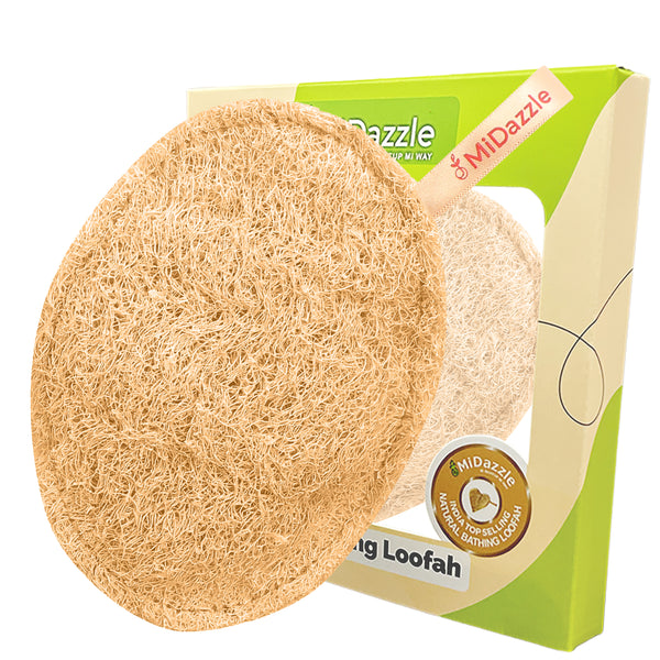 Midazzle 100% Natural Body Scrubber Loofah for Bathing (Oval) (Pack of 1)