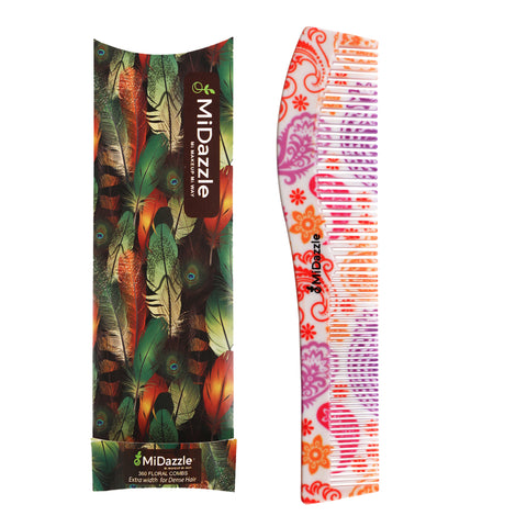 360 Floral Dual Teeth Comb - Large