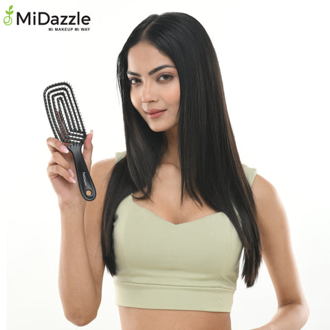 Midazzle Premium Gradient Black 3D Hair Brush (India's Fastest Growing Hair Brush Brand) For Men & Women | All Hair Types (MDHB00015)