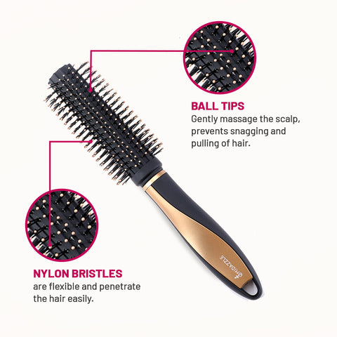 Premium Black Gold Round Hair Brush