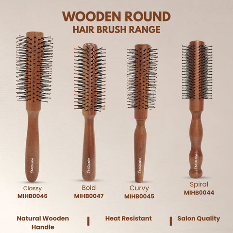 ROUND HAIR BRUSH (WOOD) MIHB0044