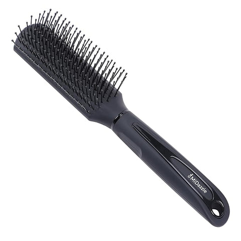 Premium black flat silver hair brush