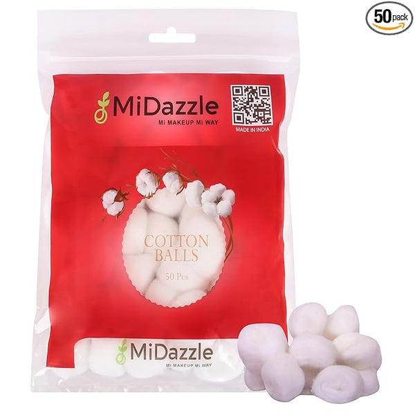 Midazzle Cotton Ball for Eye, Face Makeup and Nail Paint Remover (Pack Of 50)