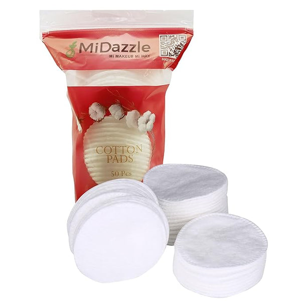 Midazzle Cotton Pads for Makeup Remover & Face Cleansing (50 Pieces)
