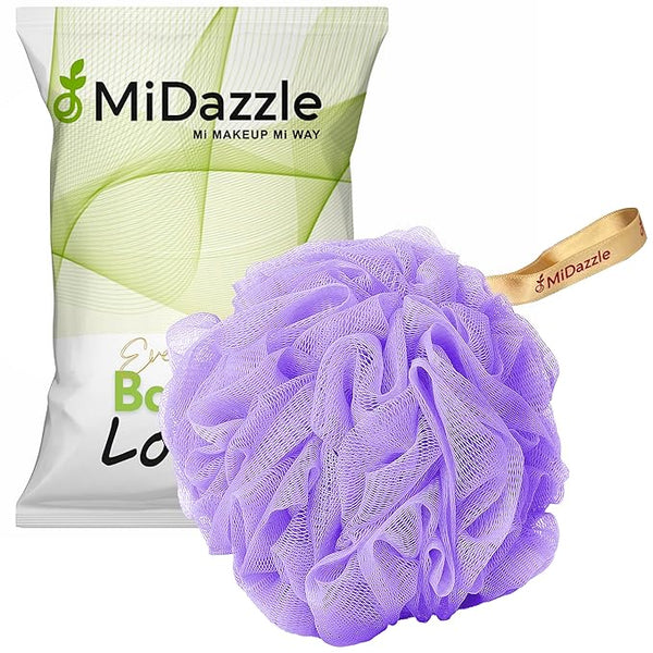 Midazzle Luxury Bathing Loofah Sponge Exfoliator Scrubber for High Lather Cleansing (Large, 55g, Pack of 1, Colors May Vary)
