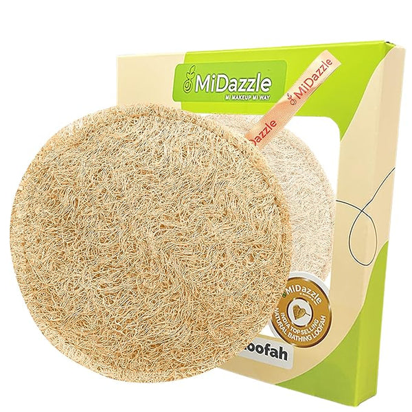 Midazzle 100% Natural Body Scrubber Loofah for Bathing (Round) (Pack of 1)