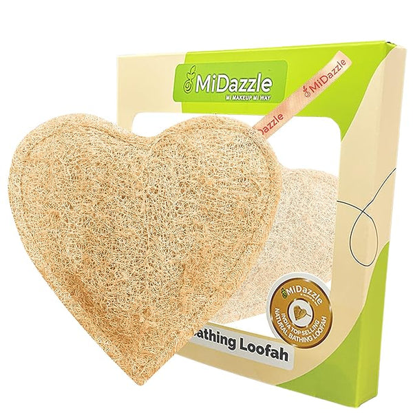 Midazzle 100% Natural Body Scrubber Loofah for Bathing (Heart) (Pack of 1)