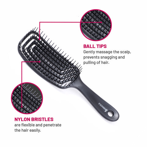 Midazzle Premium Gradient Black 3D Hair Brush (India's Fastest Growing Hair Brush Brand) For Men & Women | All Hair Types (MDHB00015)