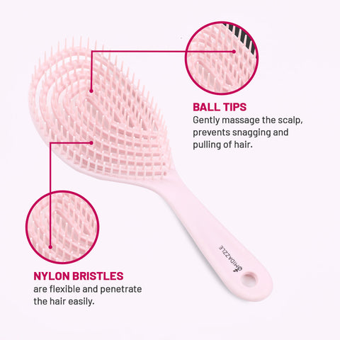Midazzle Premium Gradient Pink 3D Hair Brush (India's Fastest Growing Hair Brush Brand) For Men & Women | All Hair Types (MDHB00014)